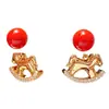 Pendientes Mecedora Redondos de Circonita con Baño de Oro Real de 18K Estilo Lujo Ligero, Pendientes Únicos Creativos de Nicho de Gama Alta para Mujeres