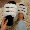 Novedad de Invierno Estilo Abierto de Felpa para Interiores y Exteriores para Mujer, Versátiles con Correas Tejidas, Estilo Coreano, Pantuflas de Algodón Felpudas para el Hogar en Interiores para Mujer