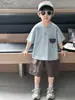 Conjunto de Verano para Niños X247, Conjunto de Dos Piezas Tendencia Estilo Coreano con Camiseta de Manga Corta y Shorts para Niños, Ropa Nueva de Verano para Niños Pequeños