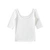Ry2562-25 Primavera Novo Estilo Europeu e Americano Básico Sexy Slim Sexy Blusa para Usar por Baixo Manga Média Decote U