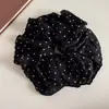 Goma de Pelo Satinada de Lunares Estilo Coreano para Mujer, Lazo para el Cabello de Alta Gama, Cuerda Elástica Alta para el Cabello, Accesorio para el Cabello de Lazo de Intestino de Cerdo