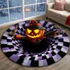 Alfombra Redonda de Terciopelo de Cristal para Halloween, Ilusión Visual 3D, Decoración Festiva para Sala de Estar y Dormitorio, Felpudo Antideslizante