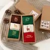 Calcetines de Navidad personalizables para mujer, calcetines de algodón lindos de caña media para otoño e invierno, calcetines gruesos lindos estilo japonés con bordado de dibujos animados