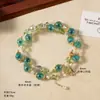 Pulseira de Ágata Coração de Açúcar com Cristal Swarovski para Mulheres, Luxo Leve, Nicho, Alto Padrão, Amuleto da Paz, Pulseira de Pérola e Ágata, Joia de Mão