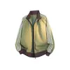 Sudadera cárdigan de manga larga con cuello alto y bloques de color a rayas estilo americano, una sudadera deportiva de estilo coreano de moda para primavera/otoño para parejas
