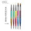 Pluma de Manicura de Doble Punta, Pluma de Puntos, Boca Plana Tallada, Línea de Tracción Pintada, Pintura de Borde de Gancho, Calafateado y Eliminación de Pegamento, Set de Varillas de Color Láser