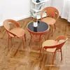 Conjunto de Mesa e Cadeiras de Chá para Varanda Conjunto de Três Peças Mesa de Café Mesa Novas Cadeiras Pequenas Mesa Redonda Pequena Cadeiras Redondas Imitação de Rattan
