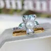Joyería Dan Tao baño de oro real alta retención de color anillo de perla soporte vacío accesorios de anillo accesorios para DIY soporte de anillo abierto