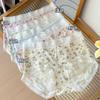 2025 Nueva Ropa Interior Dulce con Borde de Encaje Floral, Cintura Media Extendida, Cómoda, Delicada con la Piel y Transpirable, Calzones para Mujeres Jóvenes