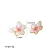Tingduo Ins Pendientes de Flor con Goteo de Aceite Collar de Acero Inoxidable Set de Pendientes Pendientes Coloridos Frescos de Gama Alta