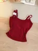 Camisole sem Costas com Tiras Duplas, Blusa Regata com Gola Redonda Color Block e Flor 3D para Mulheres, Nova Chegada de Verão com Sutiã Embutido
