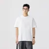 2026 Novo Estilo Camiseta de Algodão Bambu Estampada em Relevo de Manga Curta para Homens Verão 230g Peso Pesado Retro Gola Redonda Manga Meia Manga