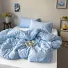 Estilo INS color sólido algodón puro algodón lavado artículo individual funda de edredón funda de edredón 100% algodón juego de tres piezas estudiante doble juego de tres piezas ropa de cama