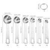 Fabricante de fonte, conjunto de 6 colheres medidoras de aço inoxidável, 18/8 colheres medidoras de cozinha doméstica, colher medidora de cozimento, colher medidora de líquidos