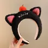Diadema de estilo coreano kawaii para niña, bonita diadema de felpa con dibujos animados para otoño e invierno, diadema para lavarse la cara a presión con el pelo de niña dulce