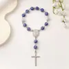 Adornos para Colgar en el Coche Temu Amazon Flor de Rosa de Alta Venta con Cruz Incrustada de Diamantes Pulsera de Oración para Bautizo de Mujer Joyería