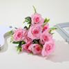 Ramo Simulado Rosa de 12 Cabezas Arreglo para Camino de Salón de Bodas Flor Artificial Tela de Seda Decoración de Rosa Simulada Venta al por Mayor