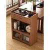 Estante de té estante de almacenamiento estante de almacenamiento multicapa vitrina de exhibición de juego de té estante pequeño antiguo para sala de té madera maciza nuevo chino a prueba de polvo