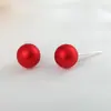Aretes de Perla Anke La Red Blanqueadores Aguja de Plata Cuidado del Agujero del Oído Aretes de Perla con Lazo No Necesitan Quitarse para Dormir Accesorios de Aretes Rojos