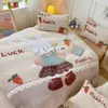 Promoção Quente de Inverno Roupa de Cama Conjunto de Quatro Peças Pelúcia Dupla Face Espessada Leite Fleece Quente Roupa de Cama para Dormitório Quarto Capa de Edredom Conjunto de Três Peças