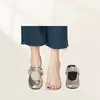 Zapatos Planos para Mujer, Estilo Slip-On Cuadrado Negro, Frescos y Elegantes, Nuevo Modelo de Verano con Cadena Gruesa y Remaches, Mules Planos, Piel Suave, Para Uso en Exteriores, Estilo Slip-On