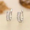 Pendientes Asimétricos de Aro para Oreja con Microincrustaciones de Circonita en Forma de U para Mujer, Diseño Personalizado Europeo y Americano, Sencillos, Modernos, Exquisitos y Versátiles