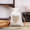 Bolsa de Algodón y Lino, Bolsa de Lino Simple con Cordón de Corazón, Bolsa para Almacenamiento de Semillas, Bolsa de Empaque con Doble Cordón, Bolsa de Almacenamiento de Regalo con Cuentas