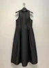 Qianhe Verano Nuevo Estilo Japonés Sencillo Retro Desestructurado Cintura Alta Vestido Negro Pequeño Adelgazante Vestido de Noche Mvp
