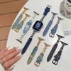 Correa de mezclilla con costuras de botón metálico y cuero para applewatch Apple Watch iwatch9 Generación 87654