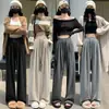 Novedad Primavera y Verano Pantalones de Arroz Glutinoso de Pierna Ancha para Mujer Transfronterizos Combinan con Todo Estilo Perezoso Adelgazante Caído Pantalones Casuales Delgados Sueltos