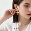 Colgante Grande de Corazón de Acero Inoxidable Aretes de Bloques de Color Estilo Ins Europeo y Americano Diseño Minimalista de Diseñador Accesorios para Orejas de Moda