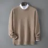 Suéter de Cachemira 100% Cachemira de Cabra Otoño e Invierno Engrosado para Hombre Cuello Redondo Suéter Pulóver Holgado Casual de Negocios Suéter de Punto Básico