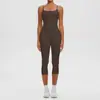 Camiseta sin mangas de yoga cepillada europea y americana, pantalones cortos deportivos cropped de realce de glúteos, ropa casual para exteriores para correr, fitness y yoga