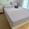 Juego de tres piezas de sábana bajera ajustada de color liso estilo Sam, clase A, enfriamiento natural, piel de hielo pequeña, nailon y spandex para verano, funda de colchón Simmons 4