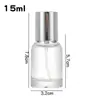 Botella de perfume de laboratorio transparente de 15 ml con atomizador a presión, botella de perfume de vidrio continua de alta gama tipo prensa conveniente