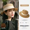 Sombrero de Paja Francés Plano de Alta Calidad Encriptado para Mujer, Sombrero de Sol de Verano para Playa y Costa, Sombrero de Verano Tejido