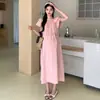 Vestido para Mujeres Embarazadas Manga Volante Largo Medio Talla Grande Falda Vestido de Maternidad de Longitud Media Verano Nuevo Vestido para Mujeres Embarazadas