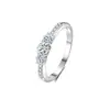 Anillo Clásico de Tres Piedras de Plata de Ley S925 Transfronterizo Europeo y Americano con Diamante Moissanita para Mujer, Anillo de Compromiso de Lujo Ligero Regalo de Propuesta