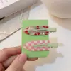 Presilha de Cabelo de Fruta Outono e Inverno Estilo Universitário Cor Café Melado Xadrez Presilha Contínua para Franja Lateral da Testa Presilha Bico de Pato Grampo de Cabelo