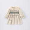 Vestido de princesa para niñas coreanas, primavera y otoño 2025, cuello de muñeca de encaje, vestido de manga larga a la moda.