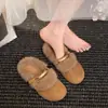 Zapatos metálicos de punta cálida, versátiles para el uso diario, zapatos peludos, forrados de polar, nuevos zapatos de gamuza otoño/invierno, nuevas pantuflas de punta, pantuflas para mujer
