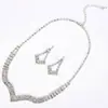 Collar de Novia Estilo Coreano Joyería Pendientes Juego de Dos Piezas en Forma de V Cadena de Garras con Pedrería Juego de Joyería Incrustado con Diamantes N270