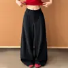 Pantalones de traje retro estilo americano, corte holgado, cintura alta, pierna ancha, pantalones casuales para mujer, pantalones de pierna recta para otoño, pantalones versátiles de largo completo