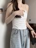 Camisole de Seda Gelada para Mulheres, Roupa Íntima de Verão, Top Tubo Sutiã, Alças Bonitas, Bojo Integrado, Top Sutiã para Usar por Cima, Camada Base