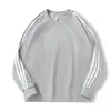 Moletons de Outono e Inverno com Três Listras, Moletons Lisos Masculinos e Femininos, Moletons de Gola Redonda, Moda Casual Versátil de Manga Longa para Casais