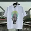 Camiseta de Manga Corta Holgada para Parejas de Ancianos Lavada Pesada con Estampado de Retratos Hip Hop Rap Estilo Americano Vintage Tendencia