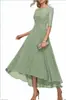 Vestido de Festa Formal Elegante com Aplicação de Renda Meia-Manga Chiffon Vestido de Noite para Convidados de Casamento