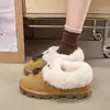 Botas de nieve zapatos casuales perezosos ropa de exterior 2026 invierno nuevas pantuflas de pelo puntera cerrada casual forradas de felpa suela gruesa pantuflas