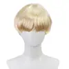 Peruca Bob Curto Cruzada Europeia e Americana Preto e Dourado de Fibra de Alta Temperatura com Franja, Cabelo Liso, Natural e Versátil