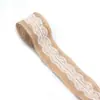 Costura encaje con borde lino cincha tejido bolsa de regalo decorativa DIY pastoral estilo natural lino yute cinta